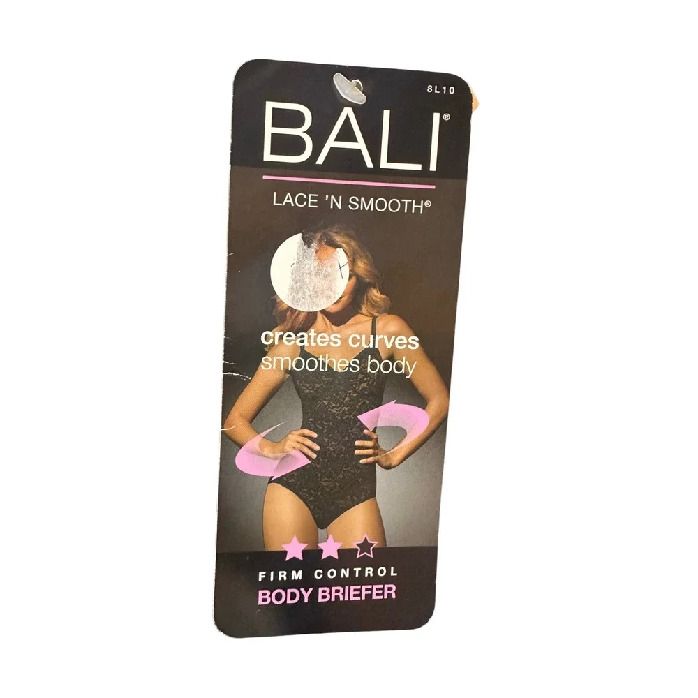 Bali Lace N Smooth Body Briefer 38D Black Firm Control Shaper DF8L10 NEW